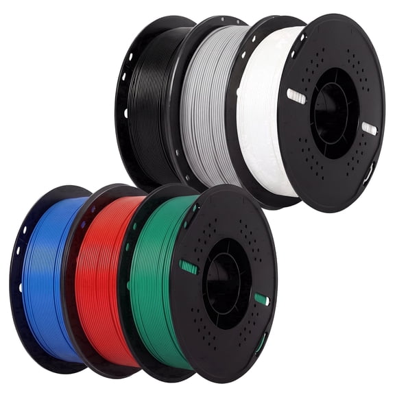 Epelay 6kg PLA 3D Printer Filament Bundle 1.75mm, Black, White, Gray, Blue, Red & Green, Compatible with Most FDM 3D Printers