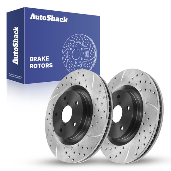 AutoShack 12.4" (315 mm) Front Vented Drilled & Slotted Brake Rotors E-Coated | Replacement for 2019-2025 Subaru Forester 2020-2025 Subaru Outback | 2-PC Set | ShadowGuard