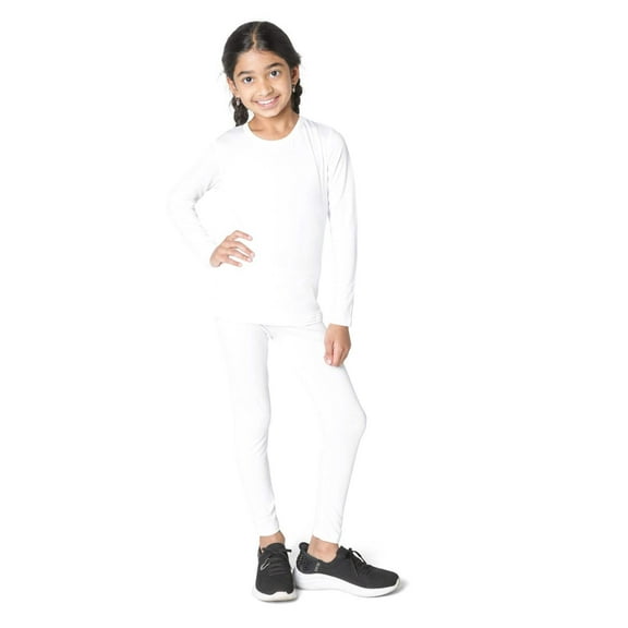 EVERYDAY KIDS Girls white Thermal Top and Bottom Underwear Set
