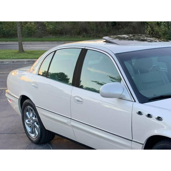 Rvinyl Pillar Post Window Trim Compatible with Buick Park Avenue 1997-2005 - Gloss (Black)