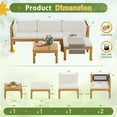 thumbnail image 7 of Homall 5 Pieces Acacia Patio Conversation Set Wood Sectional Set Outdoor Furniture Set with Cushions, White, 7 of 7