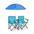 thumbnail image 2 of Aimee Lii Portable Folding Picnic Double Chair With Umbrella, Outdoor Beach Chair with Umbrella, Turquoise, 2 of 10