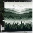 thumbnail image 3 of Ambesonne Green Shower Curtain, Modern Woods Mountain Range, 69"Wx70"L, Emerald Off White, 3 of 4