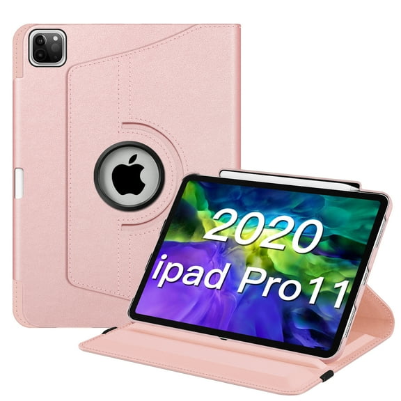 Fintie iPad Pro 11 Case 2020 360 Degree Rotating Stand Cover with Pencil Holder Auto Sleep/Wake, Rose Gold