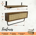 thumbnail image 2 of Autumn Alley Farmhouse Floating Shelves for Bathroom – Above Toilet Shelves with Rattan Basket Caning Organizer, Wood Floating Shelf Bathroom Storage, Wall Shelves Bathroom Décor, 3 Tier, 2 of 10