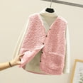 thumbnail image 4 of Ediodpoh Womens Vest Casual Sleeveless Cardigans V Neck Plush Warm Casual Cute Warm Vest Top Waistcoat Vest for Women Pink XL, 4 of 5