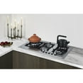 thumbnail image 5 of 5-burner gas cooktop made in Italy in stainless steel with 36" wide SS trim kit, sealed dual flame burner, cast iron grates, and wok stand, 5 of 5