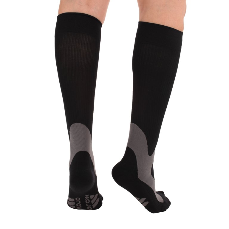 L Mojo Coolmax Recovery Performance Sports Compression Socks 20-30mmHg - Triathlete Unisex Compression Socks for Varicose Vein Edema - Plus Size Compression Stockings Black - Walmart.com