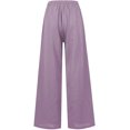 thumbnail image 6 of Women's Summer Linen Palazzo Pants Flowy Wide Leg Drawstring Baggy Lounge Trousers Beach Casual Yoga Long Pants with Pockets, 6 of 7
