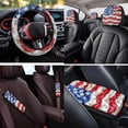 thumbnail image 4 of KUIFORTI American Flag Seat Covers for Car 14 Pack with Car Steering Wheel Accessories Auto Center Console Armrest Pad Seat Belt Pads Nonslip Fit for Cars SUV Sedans, 4 of 7