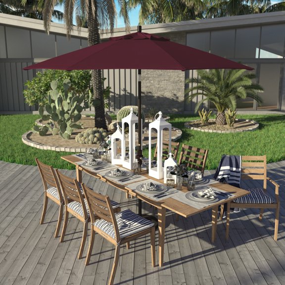 California Umbrella 9' Rd. Aluminum Patio Umbrella, Deluxe Crank Lift with Collar Tilt, Bronze Frame Finish, Pacifica Fabric Burgundy
