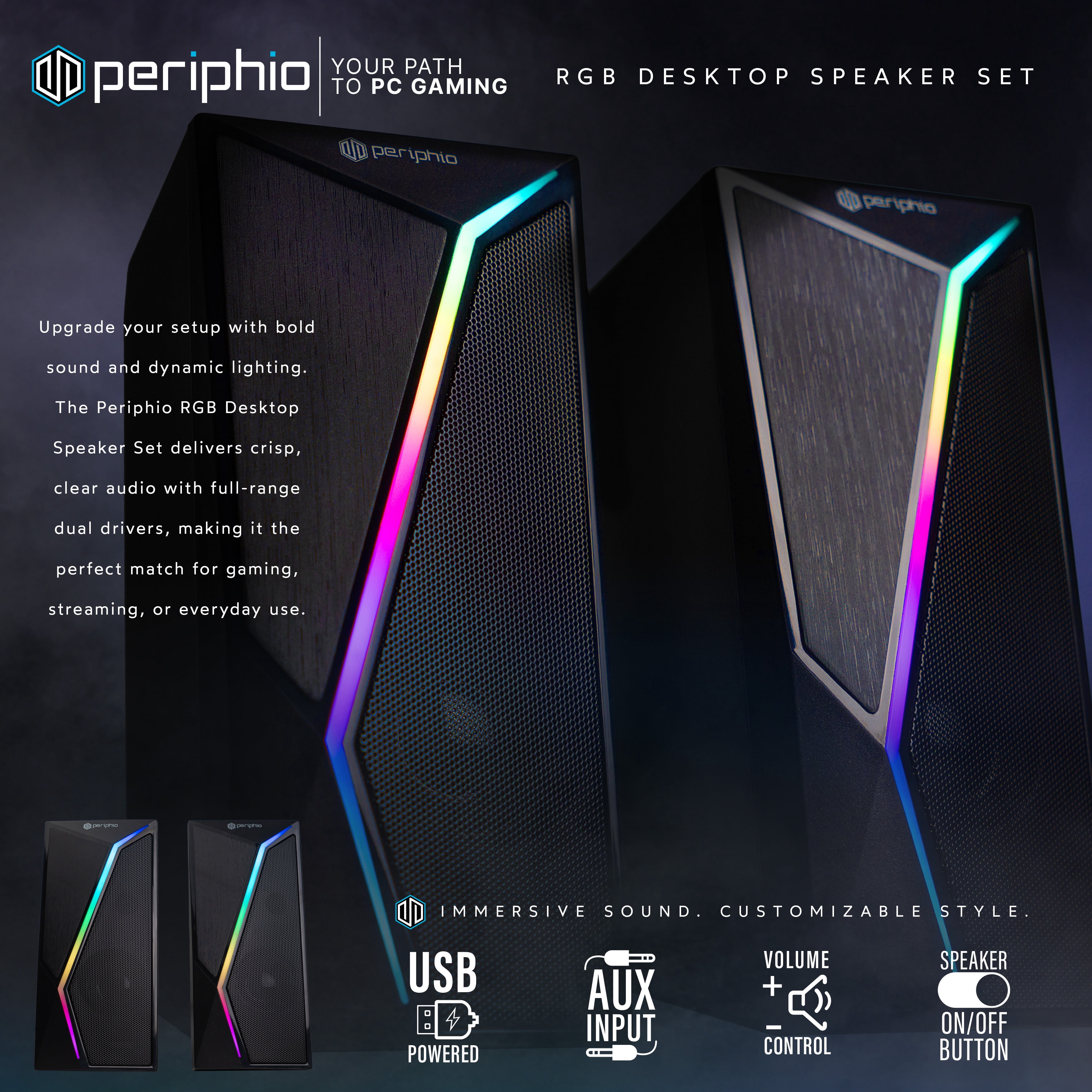 Restored Blair Tech 600G4 PC Gaming Computer Combo - 24" Periphio Gaming Monitor - Periphio RGB Keyboard, Speakers, 2K Webcam, & Mouse (Refurbished)