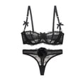 thumbnail image 1 of Soutien-Gorge Balconnet en Dentelle Non Ligné Demi-Cup avec Armature et String Transparent, 1 of 5