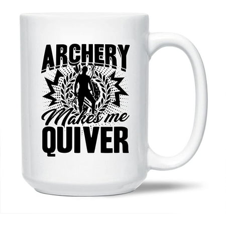

Archery Graphic Ceramic Coffee Mug Archery Makes Me Quiver White Mug Cup Archery Coffee Mug Cup Gift Ideas Awesome Archery Porcelain Teacup 15 Oz.