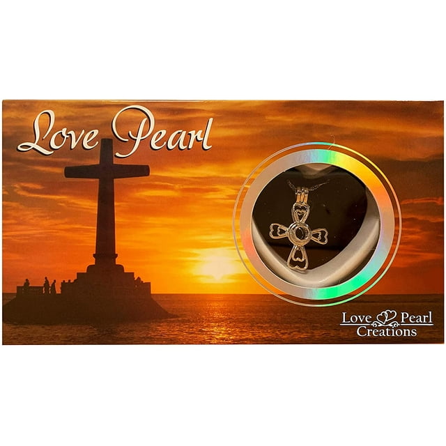Cross Love Pearl Creations DIY Kit Cultured Necklace Set with Stainless Steel Chain 16"