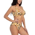 thumbnail image 2 of Rocae Coffee Bun Hot Dog for Bikini Set for Women Two Piece Sexy High Swimsuits Split Crossover Bikini Medium, 2 of 9
