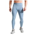 thumbnail image 2 of Xdegoge Men's Seamless Compression Tights Full-Length Stretch Fabric High-Waist Design for Running Cycling and Intense Workouts, 2 of 6