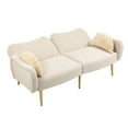 thumbnail image 6 of COOLMORE Mid Century Modern Velvet Love Seats Sofa with 2 Bolster Pillows - 65 inch Couch for Living Room, Bedroom, Home Office - 64.96" x 30.71" x 29.52" (Polyester),Beige, 6 of 9