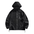 thumbnail image 2 of COSFO Lightweight Men Jacket Solid Zip Up Sun Protection Hooded Windbreaker Loose Quick Dry Hiking Long Sleeve Casual Mens Coats, 2 of 5