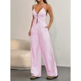 thumbnail image 4 of Women'S 2 Piece Outfit Lace-Up Sleeveless Backless Tank Top and Wide Leg Drawstring Pants Set Club Outfit Pink XXL, 4 of 7