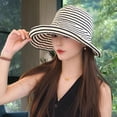 thumbnail image 5 of Women's Striped Bucket Sun Hat, Polyester, Foldable, UV Protection Summer Beach Travel Outdoor Cap, 5 of 8