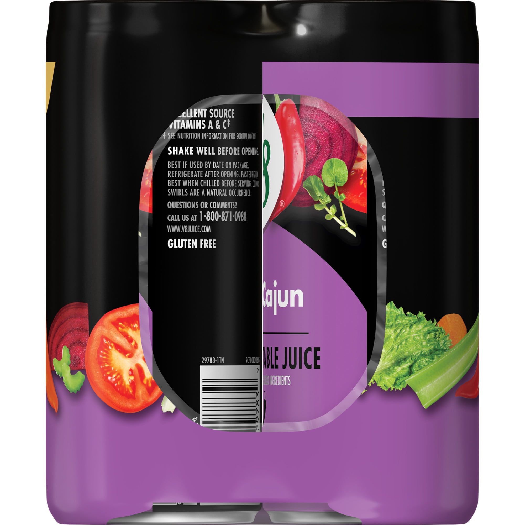 V8 Spicy Cajun 100% Vegetable Juice, 8 fl oz Can (6 Pack)