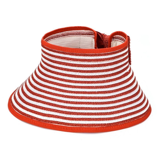 Sombrero De Paja Enrollable De Ala Ancha Para Mujer, Sombrero De Copa Vacío, Sombrero De Paja De Verano Con Lazo, Gorra De Playa Para Acampar Al Aire Libre Y Senderismo Minnieouse AP007139-01