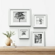 Gallery Solutions 8x8 Wall Mount Tabletop Picture Frame Double Mat for 5x5 - White