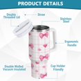 thumbnail image 4 of 40 oz Tumbler With Handle Stainless Steel Insulated Tumbler With Lid for Car Cup Holder Pink Butterfly Knot and Flowers, 4 of 9