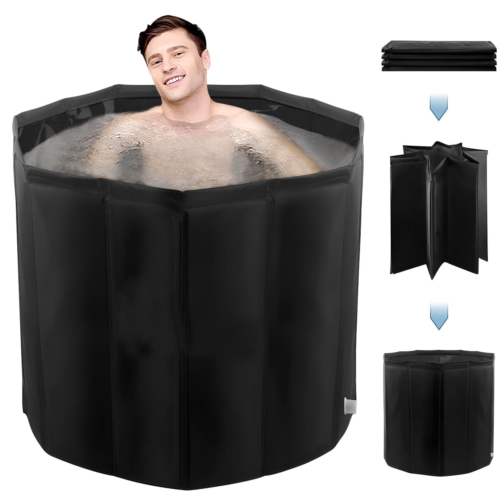 Beuway 31"Large Upgraded Foldable Bathtub for Adult,Portable Hot Ice Bath Tub,Soaking Spa,Black