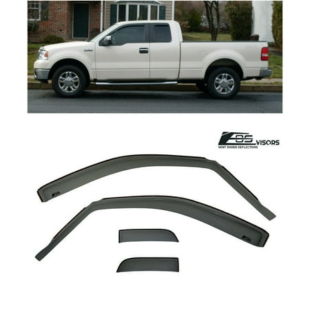 Extreme Online Store for 2004-2008 Ford F-150 Standard Cab Models | EOS Visors in-Channel Style Smoke Tinted Side Vents Rain Guard Window Deflectors (Best Bug Deflector For 2019 F150)