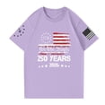 thumbnail image 4 of America 250 Shirts for Men Independence Day Usa Flag Print Crew Neck Short Sleeve Shirts Big and Tall Relaxed Fit Comfy Beach Vacation Tshirt, Purple, #01 Purple, 4 of 6
