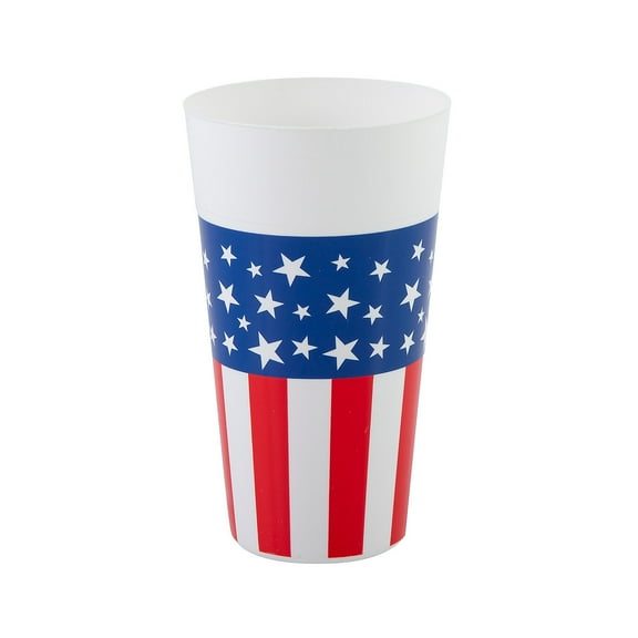 Fun Express 6 1/2" 30 oz. Patriotic Stars & Stripes Reusable Plastic Tumbler - 12 Pieces