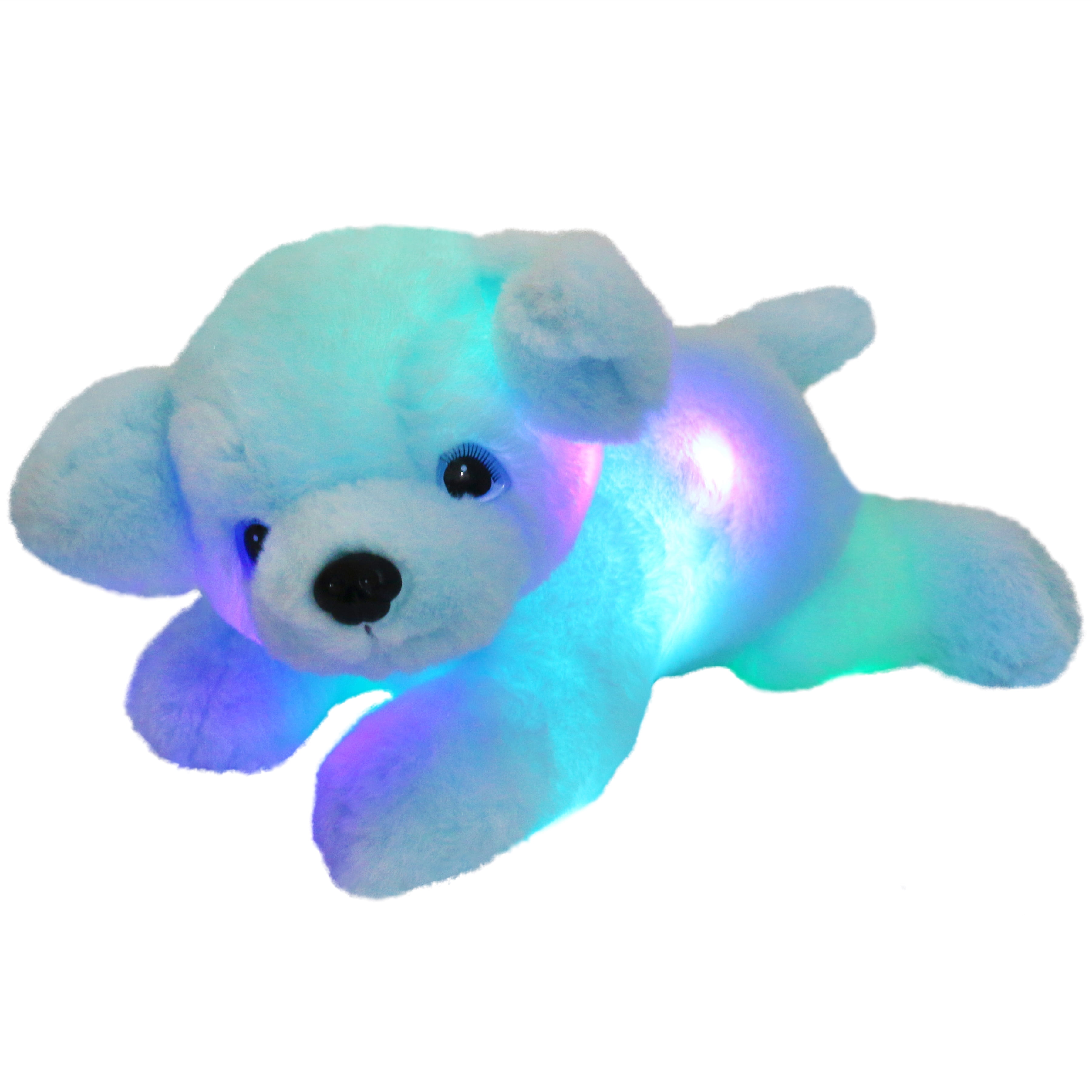 Glow Guards 15'' Pink Light up Musical Puppy Dog Stuffed Animal Soft Plush Toy Pillow with LED Night Lights Lullaby Singing Glow Bedtime Pal Birthday Children's Day Gifts for Toddler Kids 