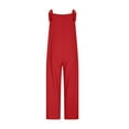 thumbnail image 5 of Fancifize Women Overalls Romper Casual Loose Fit Jumpsuit Adjustable Straps Sleeveless Linen long Pants Festival Street Style with Pocket L,Red, 5 of 6