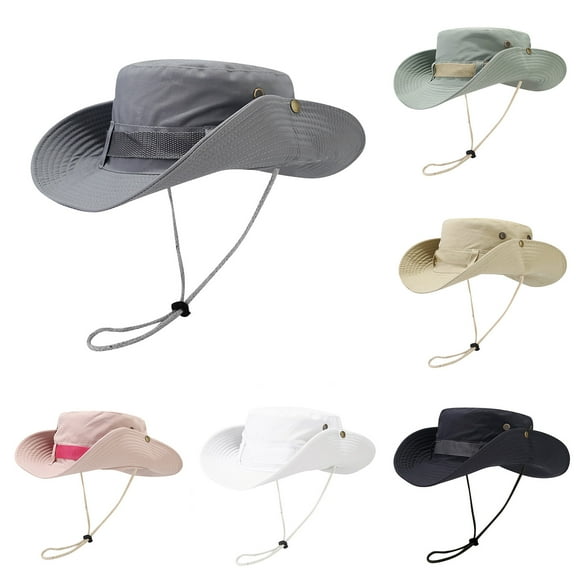 2 Pack Bucket-Hats for Men Women Quick-Drying Waterproof Sun Protection Fisherman Hat Unisex Casual Solid Color Breathable Wide-Brim Hiking Fishing Cap