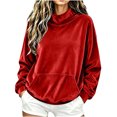 thumbnail image 2 of XUNKUSGA Mock Neck Sweatshirt Soft Velvet Sweatshirt for Women Casual Loose Pullover Top Classic Solid Color Long Sleeve Warm Fall Winter Tops for Women with Pockets M, 2 of 8