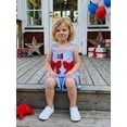 thumbnail image 5 of BemeyourBBs Toddler Baby Girls 4th of July Outfit Smocked Romper Patriot Independent Day Clothes Strap Tie-up Striped Jumpsuit USA Letters Embroidery Sleeveless Ruffled Overalls Shorts Playsuit, 5 of 9