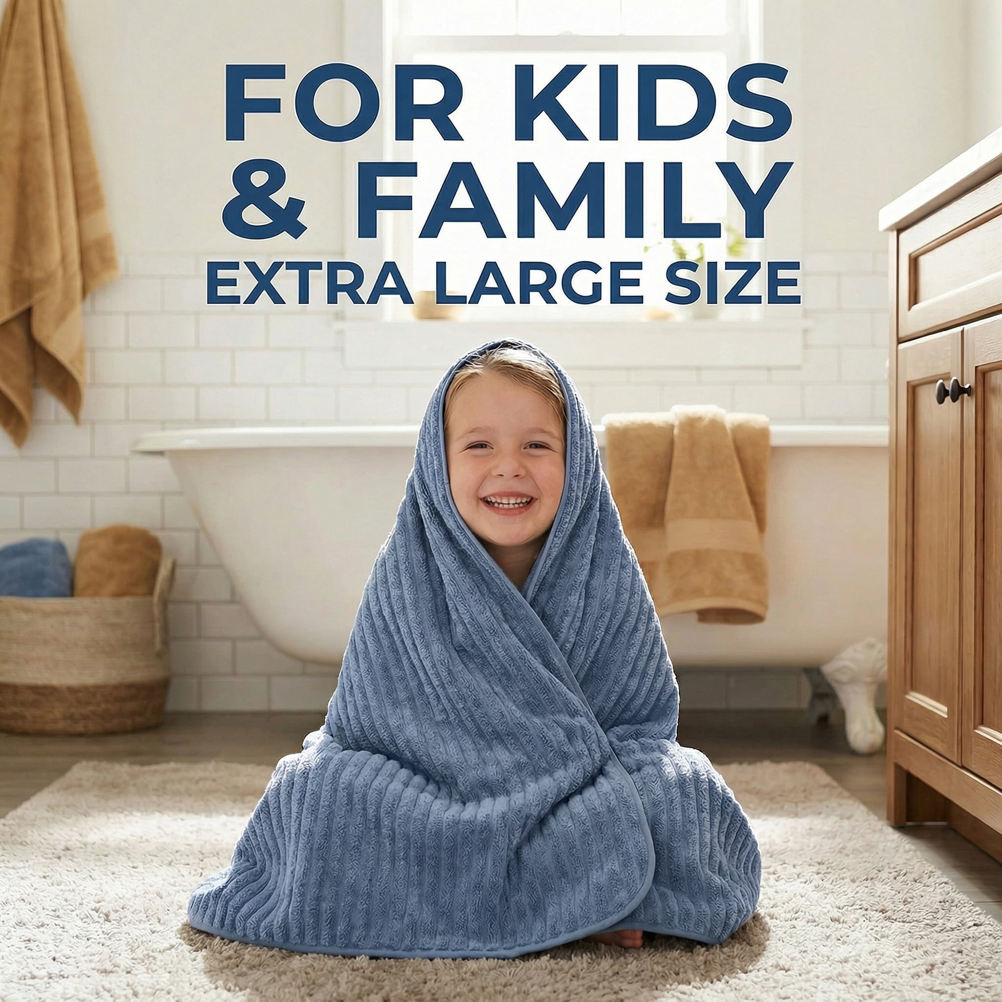 Unique Bargains Soft Absorbent Coral Fleece Towel 2 Pack Sky Blue/Light Grey 55"x28"
