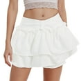 thumbnail image 2 of GEWSEY Women's Elastic High Waist Bubble Skirt Loose Fit Mini Ruffle Skirts (White, S), 2 of 9