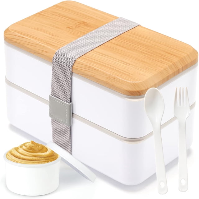 Bento Box Adult Lunch Box,Lunch Box with Compartments(47oz),Stackable Adults Bento Lunch Box,Rectangle Lunchable Food Container with Utensil Set,Leak-Proof Lunchbox,Microwave/Dishwasher Safe
