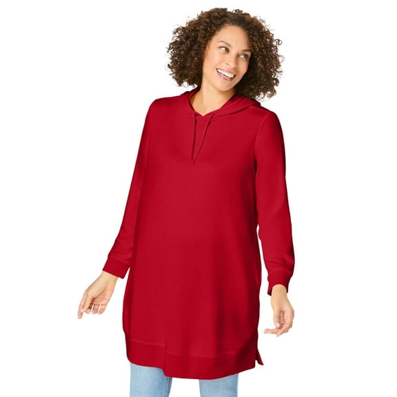 Woman Within Plus Size Longer-Length Hoodie Sweatshirt.