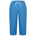 thumbnail image 4 of Outfmvch gauze pants women Wide Leg Trousers with Pockets Business Casual Pants for Women Straight-legs Drawstring Elastic Waist Cotton Linen Palazzo Pants Women's Culottes Pull On Pants Blue S, 4 of 5