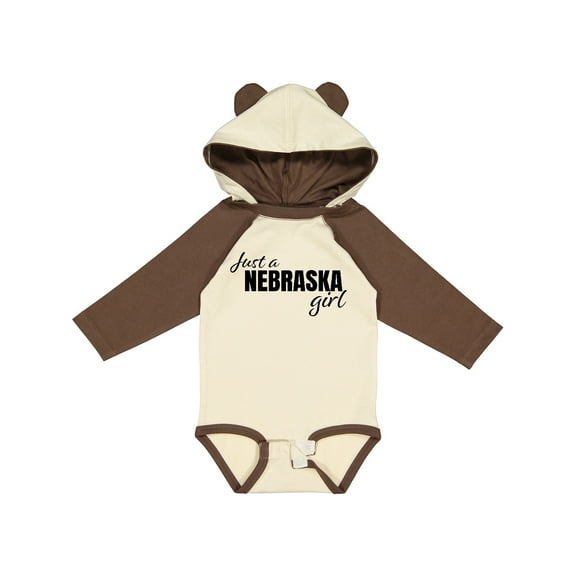 Inktastic Just a Nebraska Girl Born and Raised Girls Long Sleeve Baby Bodysuit