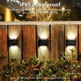 thumbnail image 4 of Lámpara Solar de pared para exteriores, luces LED solares impermeables, iluminación luminosa hacia arriba y hacia abajo para jardín, balcón, patio, lámparas de decoración de calle, 4 of 4