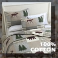 thumbnail image 2 of Y-PLWOMEN Cabin Quilt Queen Size - 100% Cotton Lodge Farmhouse Comforter Lightweight Quilted Bedspread, Plaid Bear and Deer Soft Bed Spread for Queen Bed with Pillow Shams, Grayish Brown/Green, 2 of 8