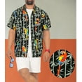 thumbnail image 2 of LA LEELA Men's Hawaiian Shirts Short Sleeve Button Down Shirt Mens Party Shirts Casual Vacation Summer Tropical Island Shirts for Men Funny 3XL Parrot Birds, Black, 2 of 5