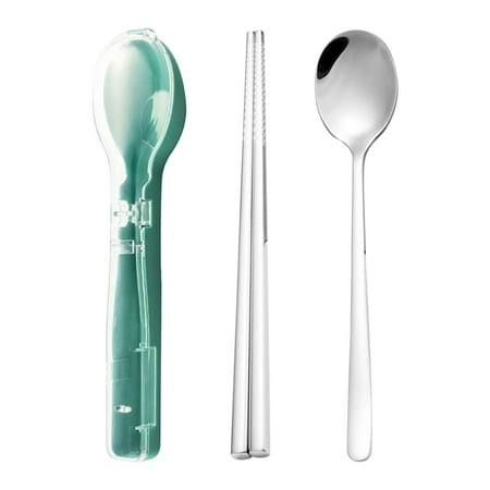 

Fjofpr Stainless Steel Portable Tableware Two-Piece Set Fork Spoon Chopsticks Tablewarefor Kitchen Decor