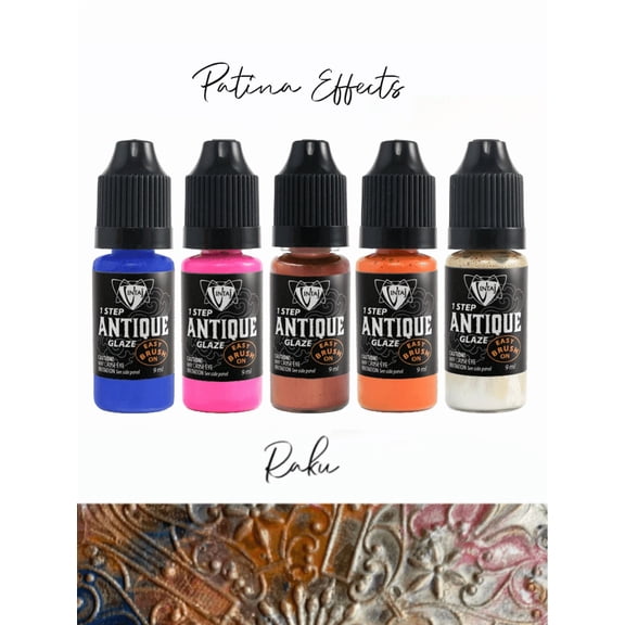 Raku Patina Effects Kit (5pcs), Antique Glaze, Jewelry Craft, Multi-surface