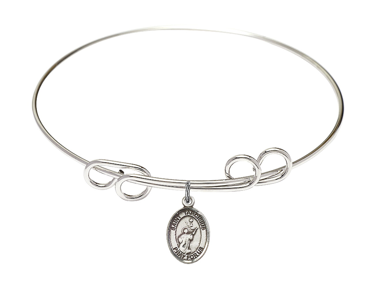 DiamondJewelryNY Eye Hook Bangle Bracelet with a St Tarcisius Charm.